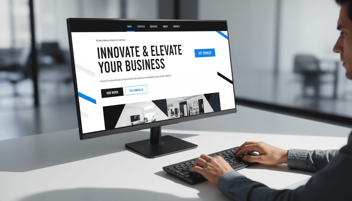 Professional business website on desktop monitor