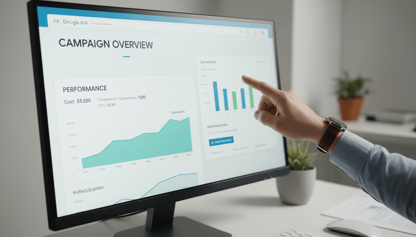 Google Ads campaign dashboard and performance metrics