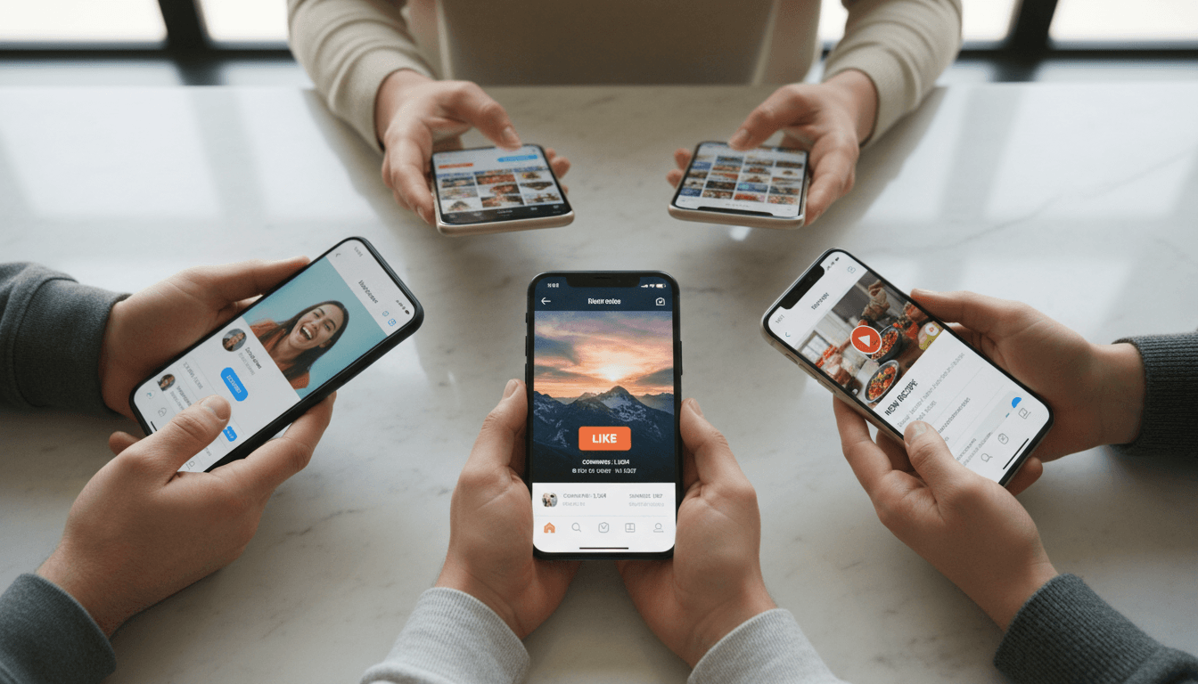 Multiple social media platforms displaying professional business content