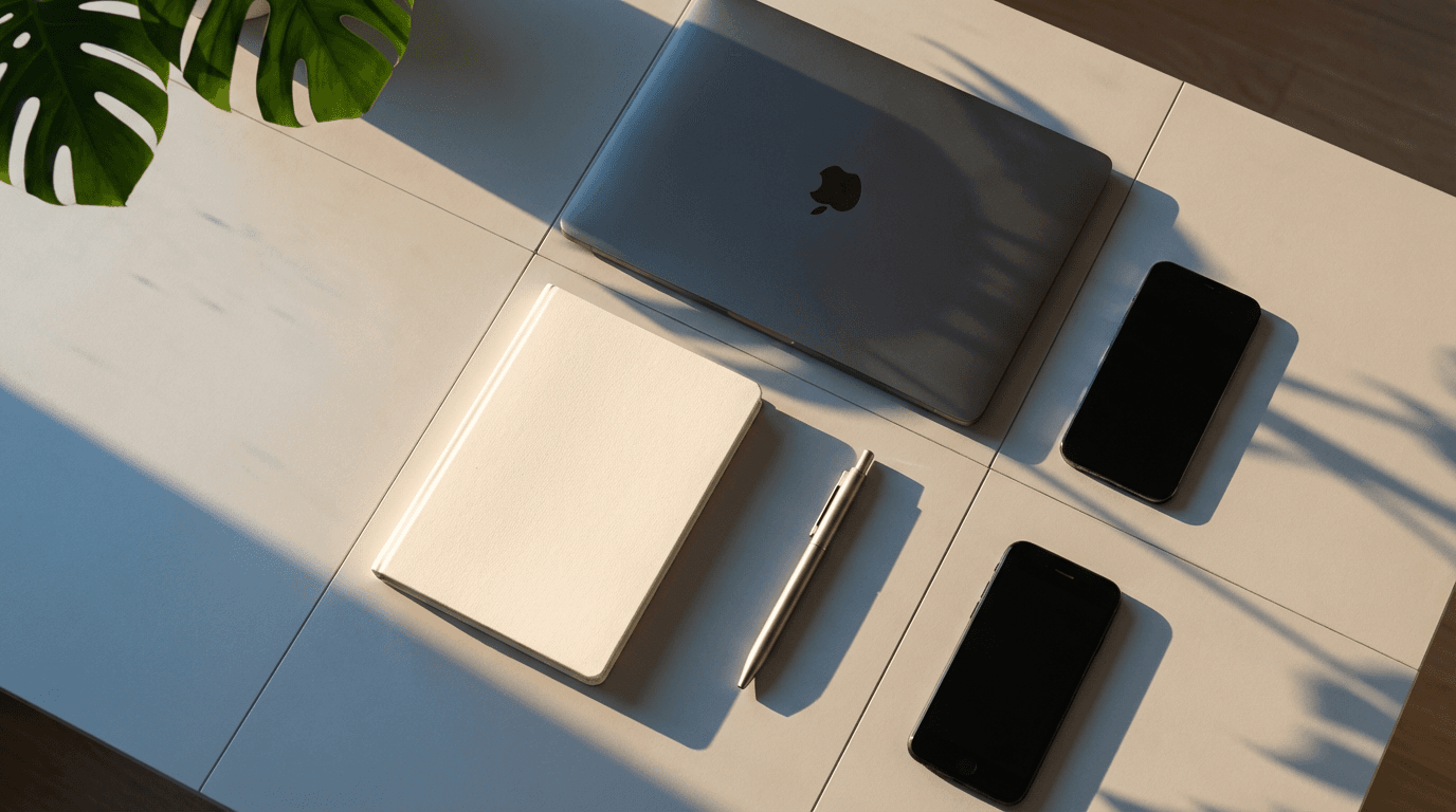 Laptop and smartphone displaying Google Business Profile and local search results